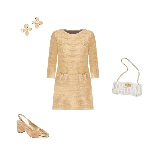 Lilly Pulitzer Rhysa Sweater Dress Cream Knit Mini Dress with Bow Details - Picture 10 of 16